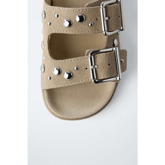 Zara Baby Studded Leather Sandals Size 8 US 24 EU - Picture 5 of 6
